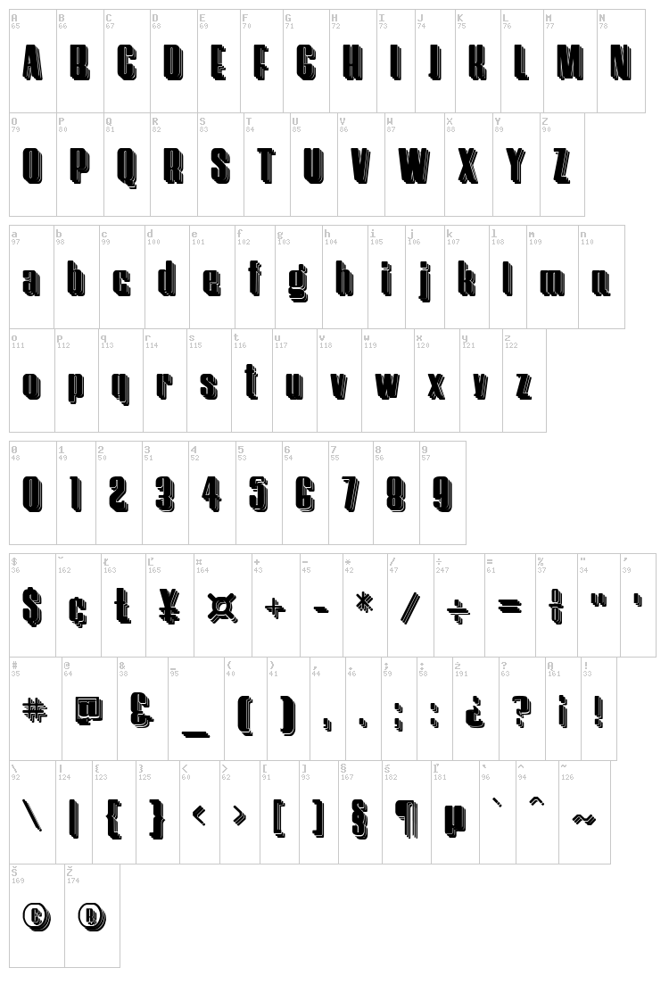 Hostil font map